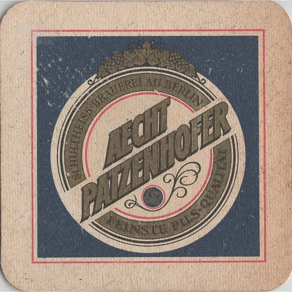 Vintage Aecht Patzenhofer Schultheiss Brauerei AG Berlin Beer Coaster Germany